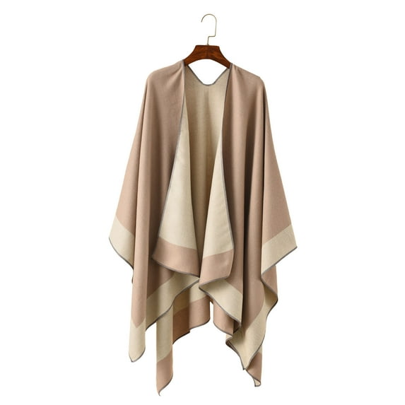 HAPIMO Womens Blanket Shawls Wraps Winter Open Front Poncho Cape Oversized Cardigan Sweater with Belt Teen Girls Clothes Khaki OneSize