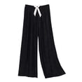 thumbnail image 1 of HAPIMO Womens Cotton Pants Loungewear Pants Loose Fit Straight Wide Leg Pants Drawstring Elastic Waist Pants Daily Casual Pants Black Free Size, 1 of 2