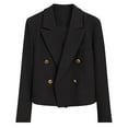 thumbnail image 1 of HAPIMO Womens Cropped Blazer Long Sleeve Work Office Jacket Blazer Casual Loose Lightweigth Fall Open Front Suit Jackets Outfit Pockets Winter Workout Black L, 1 of 4
