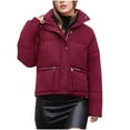 thumbnail image 1 of HAPIMO Womens Down Puffer Jacket Winter Cropped Jackets Stand Collar Long Sleeve Zip Casual Puffy Coat with Pockets Clearance Red M, 1 of 3