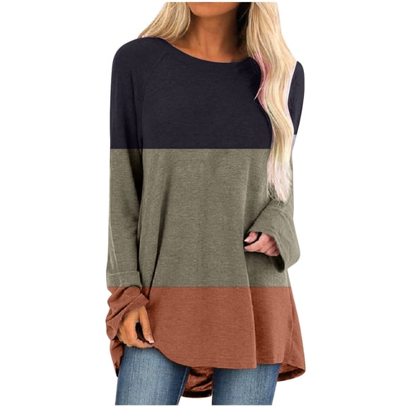 HAPIMO Womens Fall Fashion Shirts Casual Long Sleeve Trendy Geometric Tunic Tops Plus Size Crewneck Sweatshirts Teen Girls Clothes Orange XL