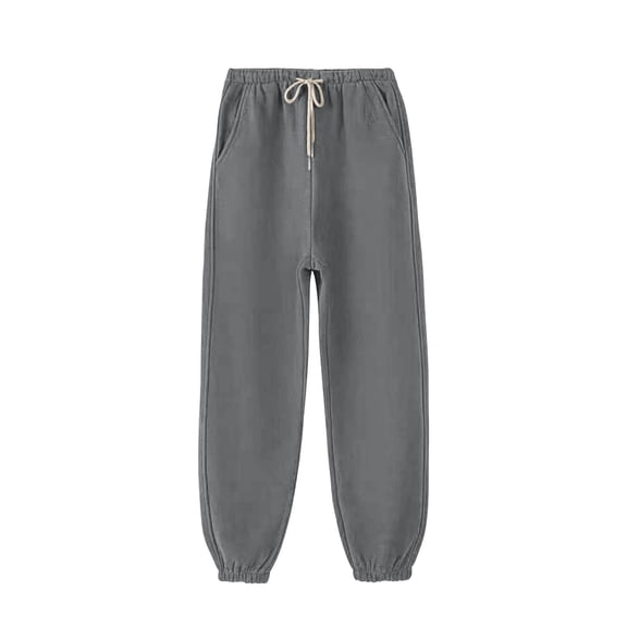 HAPIMO Womens Fall Winter Thermal Sweatpants Drawstring Elastic Waist Pants Loose Fit Straight Leg Trousers Casual Solid Jogger Pants Dark Gray XXL