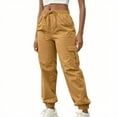 thumbnail image 1 of HAPIMO Womens Joggers Multi Pockets Cargo Pants Outdoor Casual Running Workout Pants High Waist Straight Pants Drawstring Elastic Waist Trousers Yellow XXL, 1 of 9