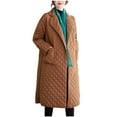 thumbnail image 1 of HAPIMO Womens Lightweight Quilted Puffer Jacket Warm Button Down Mid Long Padded Coat Cotton Outwear Winter Workout Brown Free Size, 1 of 5