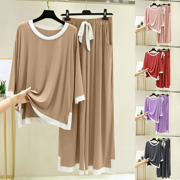 HAPIMO Womens Pajamas Set Lightweight Long Sleeve Sleepwear Soft Long Pants 2-Pcs Pjs Set Outfits Tracksuits Gray L