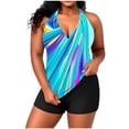 thumbnail image 1 of HAPIMO Womens Plus Size Tankini Swimsuits Tropical Print Halter Top with Boy Shorts Two Piece Bathing Suits Summer Swim Sets for Vacations & Beach Volleyball Etc Sky Blue XXXXXL, 1 of 7