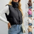 thumbnail image 1 of HAPIMO Womens Puffer Cropped Vest Sleeveless Zip Up Quilted Coat Stand Collar Gilet Jacket with Pockets Black L, 1 of 4