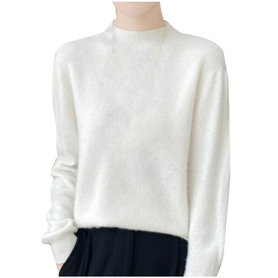 HAPIMO Womens Sweaters Fall Fashion Long Sleeve Crewneck Knitwear Colorblocked Casual Jumper Striped Pullover Sweaters for Women White S