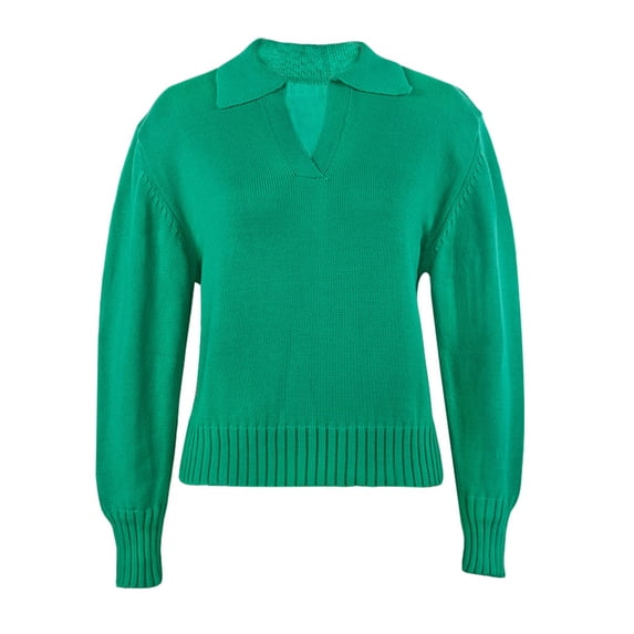HAPIMO Womens Sweaters Fall Fashion Long Sleeve Crewneck Knitwear Solid Color Casual Jumper Pullover Sweaters for Women Green M