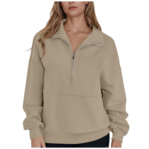 HAPIMO Womens Sweatshirts Half Zip Pullover Tops Long Sleeve Lapel Shirts Oversized Casual Sweatshirts All Season Wear Rose Gold S