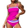 thumbnail image 1 of HAPIMO Womens Tankini Swimsuits Color Block Double Strap Top with Bottom Two Piece Bathing Suits Summer Beach Pool Swimwear for Women Hot Pink S, 1 of 6