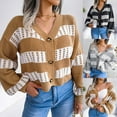 thumbnail image 1 of HAPIMO Womens Y2K Long Sleeve Cardigan Fall Fashion V Neck Knitted Cardigan Dressy Casual Stripe Buttons Sweaters Tops Teen Girls Clothes Gray M, 1 of 8
