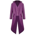 thumbnail image 1 of HAPIMO Workout Tuxedo Jacket Tailcoat Jacket for Men Lapel Frock Coat Casual Gothic Steampunk Medieval Jacket Big Men's Double-Breasted Trench Coat Fashion Purple XXXXL, 1 of 6