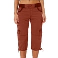 thumbnail image 1 of HAPIMO Workwear Capri Pants with Pcoket for Women Retro Solid Color High Rise Trousers Trendy Clothes Leisure Relaxed Wine XL, 1 of 6