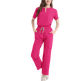 thumbnail image 1 of HAPIMO Workwear Sets for Women Scrub Top Short Sleeve V Neck Shirt Drawstring Pockets Pant Medical Workwear Casual 2 Piece Sets Hot Pink L, 1 of 3