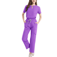 thumbnail image 1 of HAPIMO Workwear Sets for Women Scrub Top Short Sleeve V Neck Shirt Drawstring Pockets Pant Medical Workwear Casual 2 Piece Sets Purple XL, 1 of 3