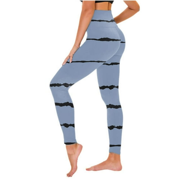 HAPIMO Yoga Legging Pants for Women Trendy Clothes Fall Stripe High Rise Trousers Running Sports Stretch Light Blue M