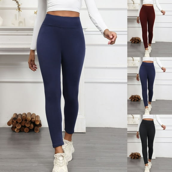 HAPIMO Yoga Pants Women Basic Layer Pants Elastic Waist Leggings Slim Fit Workout Sweatpants Thickened Casual High Waist Joggers Wine XL