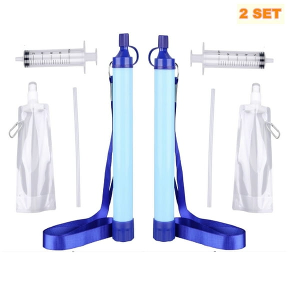 Personal Water Filter for Hiking, Camping, Travel, and Emergency Preparedness, 2 Count