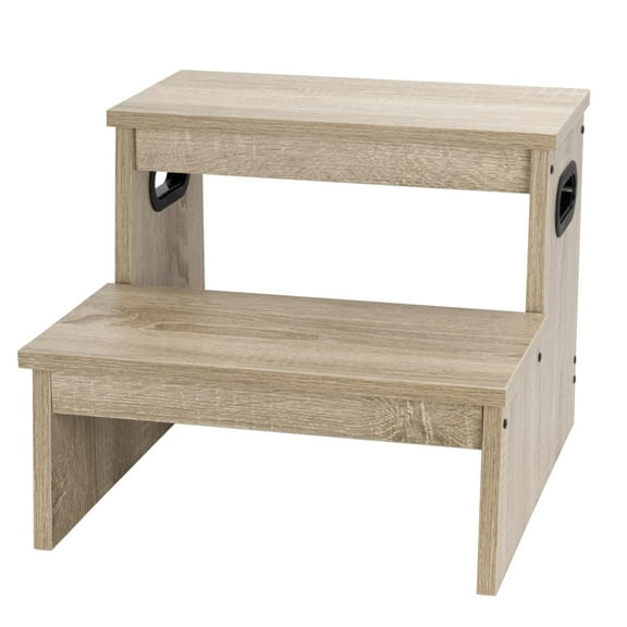 Toddler Step Stool, Wooden 2-Step Stool for Kids, Potty Training Stool with Handles for Bathroom Sink, Kitchen, Bedroom