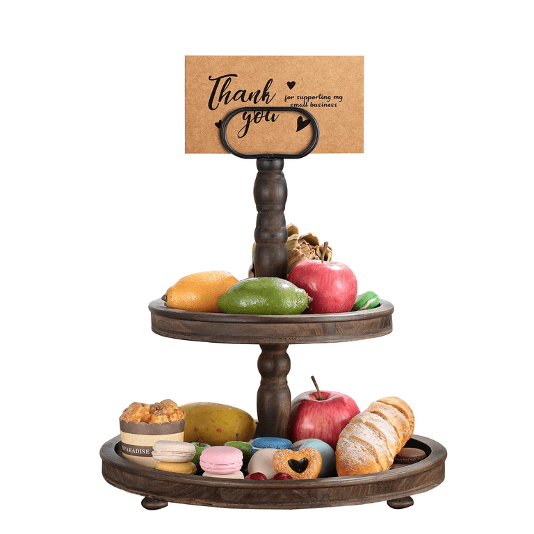 HAPOO 2 Tiered Tray Stand Two Tier Tray Farmhouse Rustic