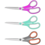 Scissors, 8" All Purpose Scissors 3-Pack, Ultra Sharp 2.0mm Thick Blade Shears Comfort-Grip for Office Desk Accessories Sewing Fabric Home Craft Teacher Supplies, Right/Left Handed