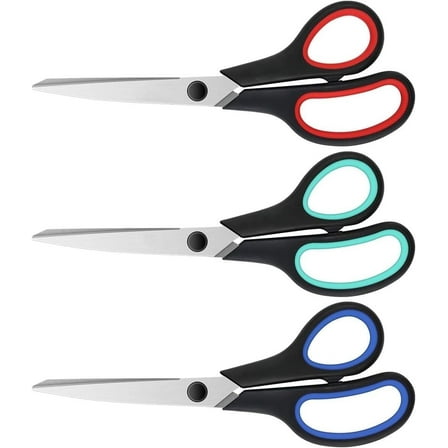 3-Pack 8" Heavy Duty Scissors with Ultra Sharp Blades and Comfort Grip Handles - For Office, Sewing, Handcraft Workshop, Home and Crafts, Etc.