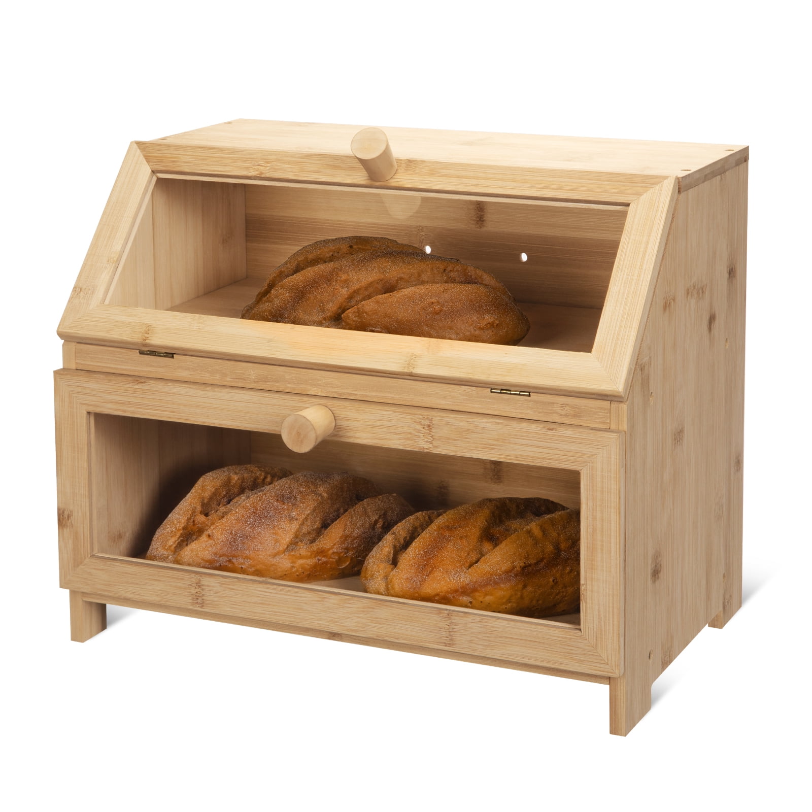 Mountain Woods Honey Oak Finish Wooden Bread Box - 16