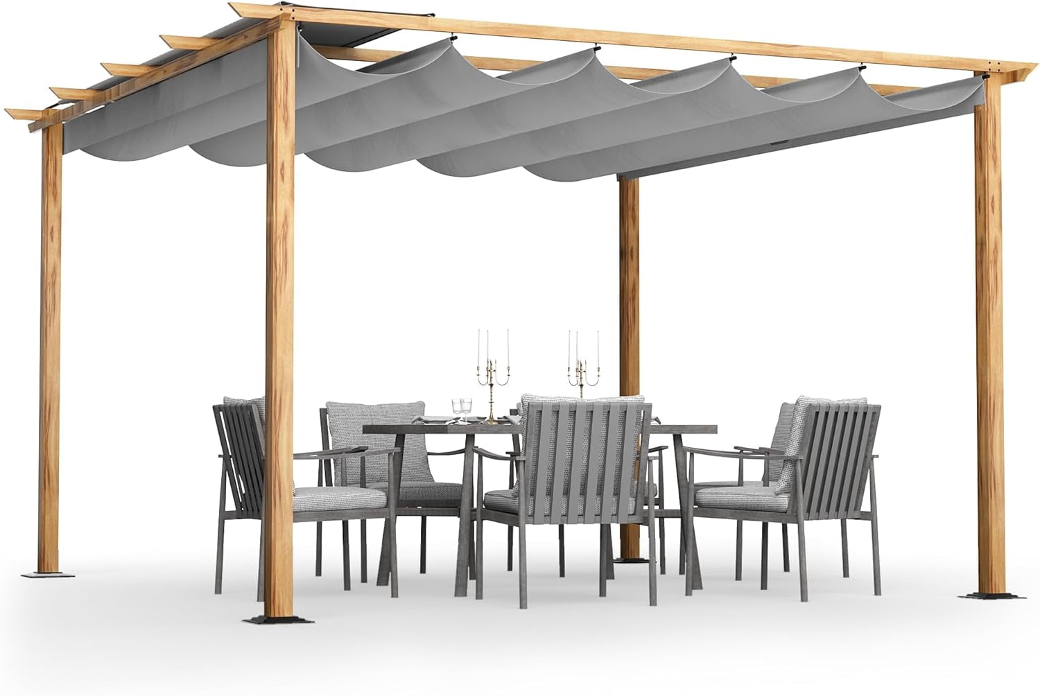 HAPPATIO 12' X 12' Retractable Pergola Canopy for Backyard, Garden ...