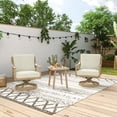 thumbnail image 1 of HAPPATIO 3-Piece Outdoor Aluminum Patio Conversation Set, Include Patio Swivel Sofa x2, Side Table,, 1 of 7