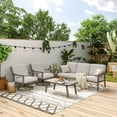 thumbnail image 1 of HAPPATIO 4-Pc Outdoor Aluminum Patio Conversation Set, Include 3 Seatsofa, Swivel Sofa x2, Coffee Table,, 1 of 7