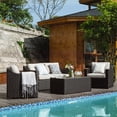 thumbnail image 1 of HAPPATIO 4-Piece Wicker Patio Conversation Set with Gray Cushions, 1 of 2