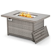 HAPPATIO 50,000 BTU Wicker and Aluminum Patio Fire Pit Table (Brown)