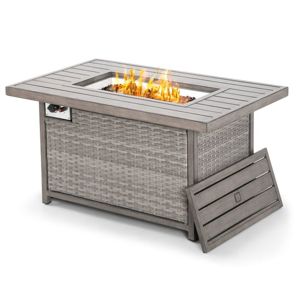 HAPPATIO 50,000 BTU Wicker and Aluminum Patio Fire Pit Table (Brown)