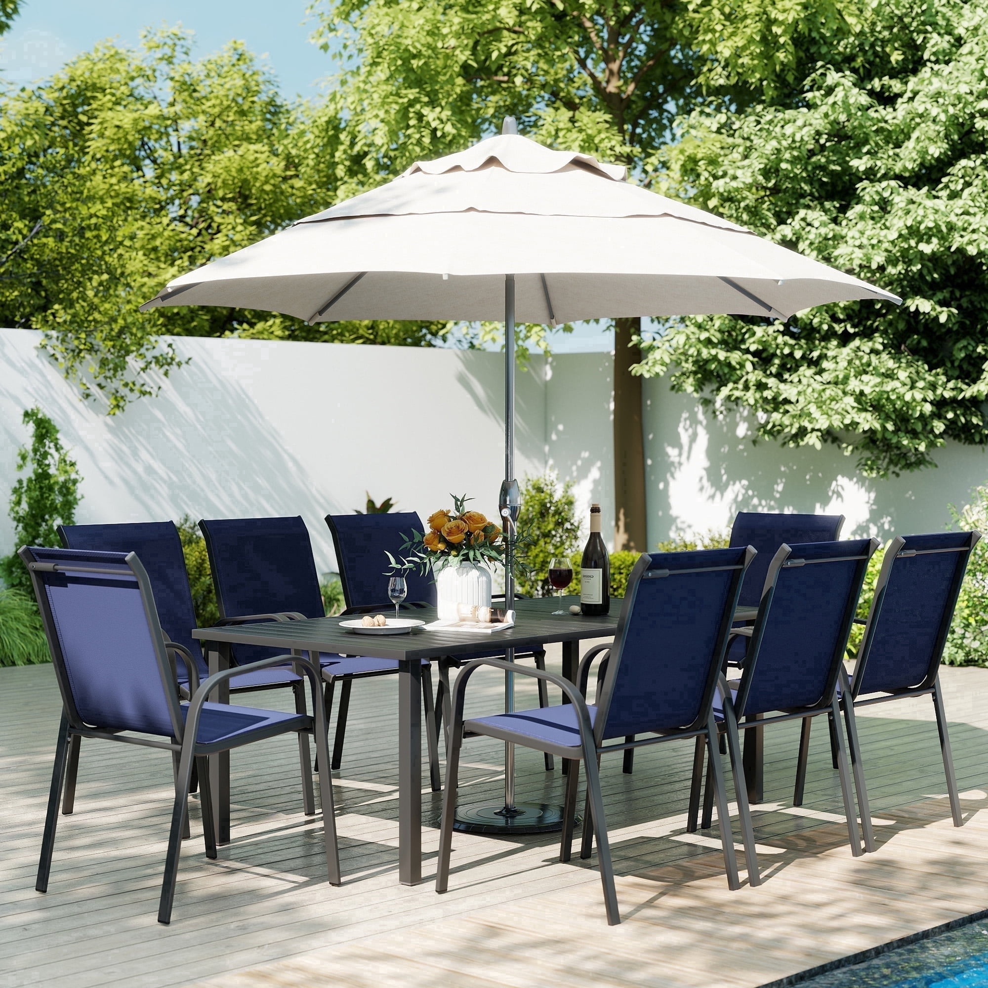 HAPPATIO 7-Piece Outdoor Dining Set - Patio Dining Set for 6. Includes ...