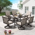 thumbnail image 1 of HAPPATIO 7 Piece Patio Swivel Dining Set, Aluminum Outdoor Dining Set for 6,Dining Table and Chairs Set, Patio Dining Furniture with Aluminum Table, Swivel Chairs and Washable Cushions (Black), 1 of 8