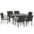 thumbnail image 1 of HAPPATIO 7-Piece Wicker Rattan Outdoor Dining Set with Washable Beige Cushions, 1 of 9