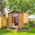 HAPPATIO 8x6' Storage Shed, Outdoor Woodgrain Galvanized Metal Shed