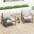 thumbnail image 1 of HAPPATIO Patio Sofa Aluminum Armchairs Set of 2, Outdoor Single Sofa with Thick Cushion and Rope Backrest,All-Weather for Outside, Porch, Deck, Garden, Grey, 1 of 6