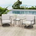 thumbnail image 1 of HAPPATIO Patio Swivel Chairs Outdoor Set of 2. Aluminum Single Sofa with Thick Cushion and Rope Backrest, All-Weather for Outside, Porch, Deck, Garden, Grey, 1 of 7