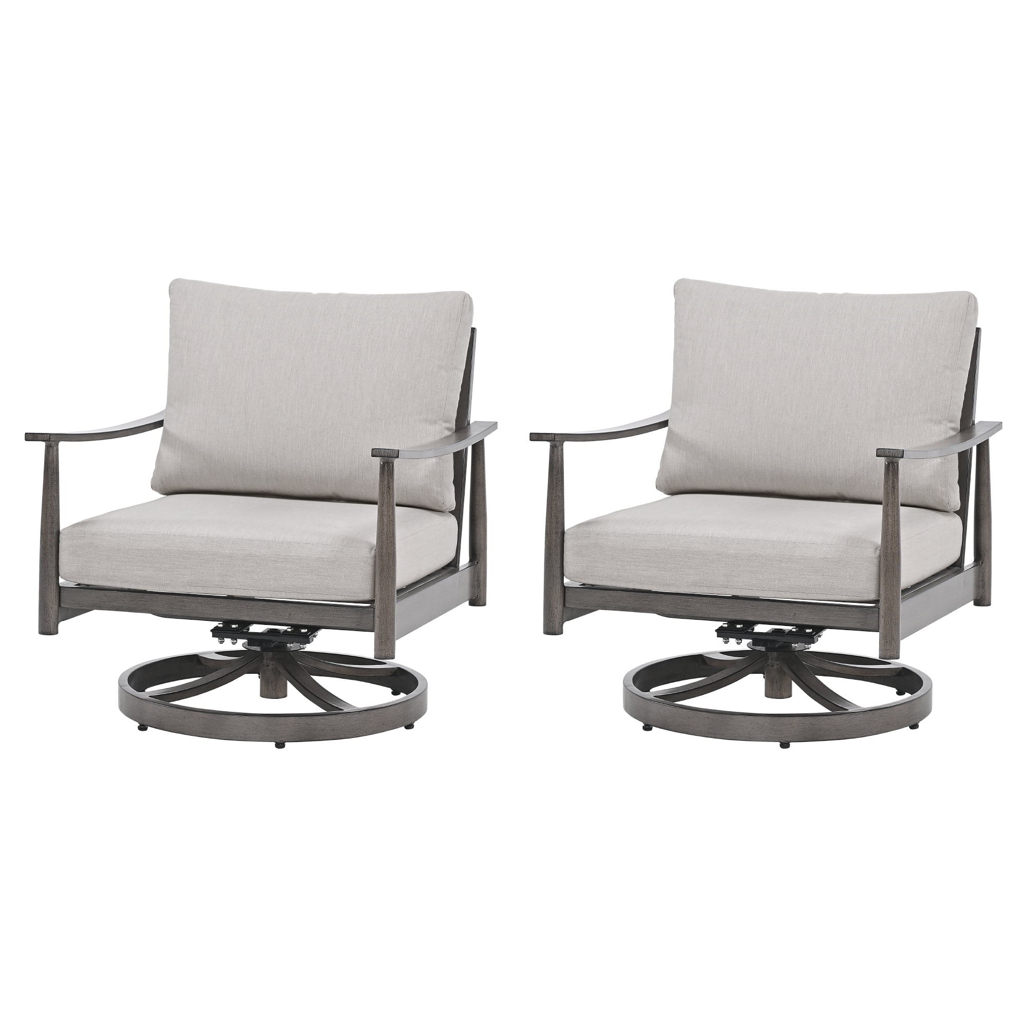 HAPPATIO Patio Swivel Chairs Outdoor Set of 2. Aluminum Single Sofa with Thick Cushion and Rope ...