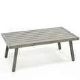 thumbnail image 1 of HAPPATIO Rectangle Outdoor Coffee Table, Aluminum Modern Accent Coffee Table, Rustproof & Easy Maintenance for Deck, Lawn, Outside (Grey), 1 of 5