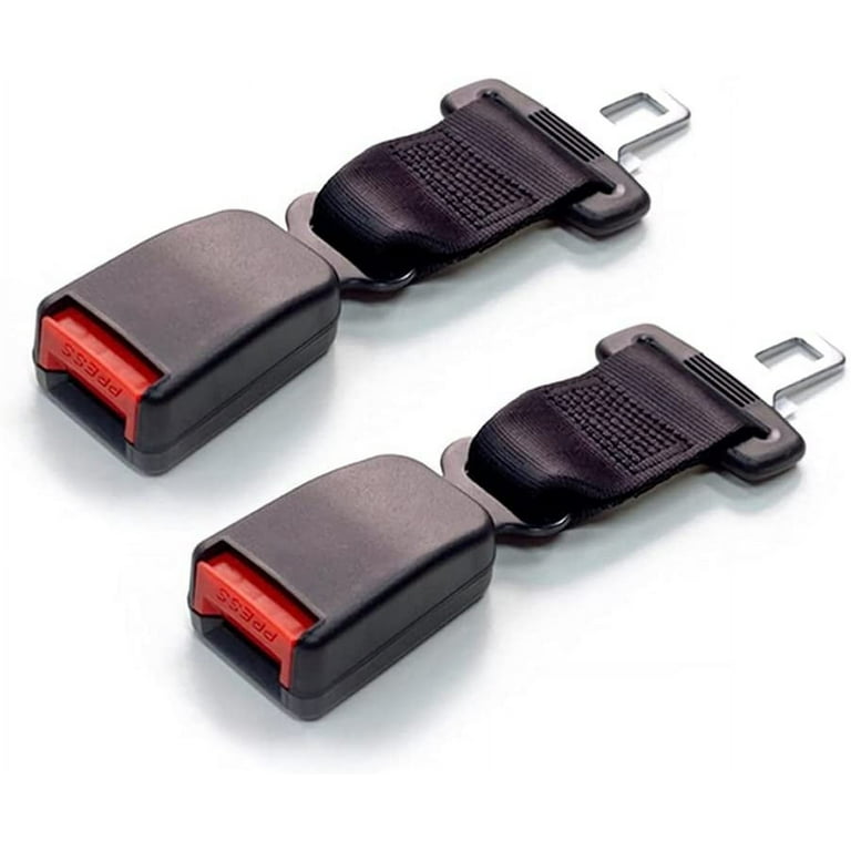 HAPPIERE Black E4 Certified Regular 7 Inch Car Seat Belt Extender 1.5mm  Wide Type A Metal Tongue, 2 Pack 