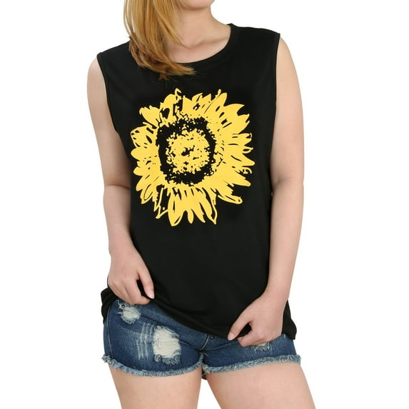 HAPPIERE Women’s Tank Top Sleeveless Tee Shirts Whiskey Black color Size S