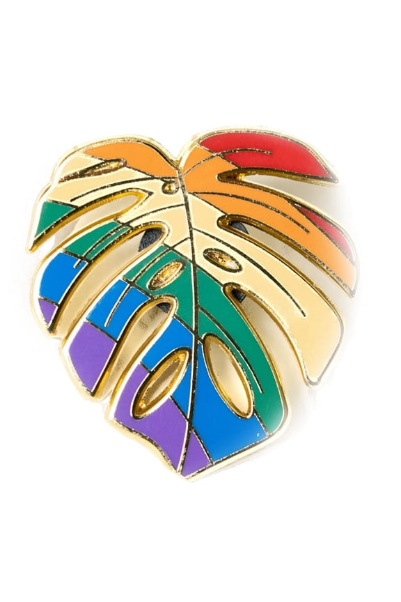 Pride Monstera Rainbow Leaf Lapel Pin