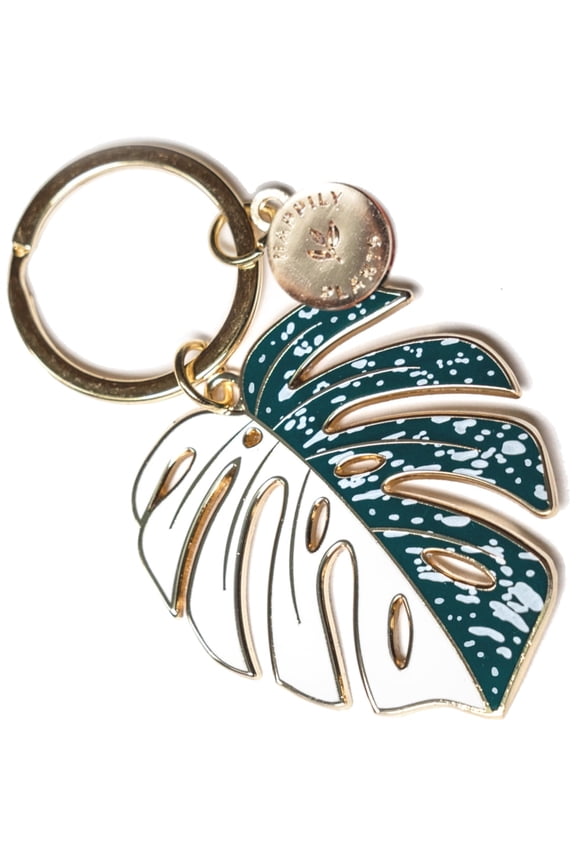 Variegated Monstera 'Albo' Keychain. Plant Mom Gifts