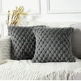 thumbnail image 1 of HAPPINESS 18x18 Inch Pack of 2 Super Soft Cozy Lumbar Decorative Throw Pillow Covers Fuzzy Plush Faux Fur Luxury Cushion Cover Pillowcase for Sofa Couch Bed Livingroom, Grey, 1 of 8