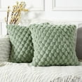 thumbnail image 1 of HAPPINESS 20x20 Sage Green Fuzzy Plush Faux Fur Christmas Decorative Throw Pillow Covers, Super Soft Cozy (2 Count), 1 of 8