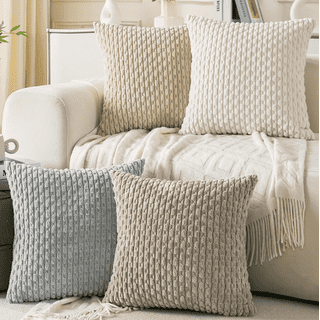 HAPPINESS 4 Pack Throw Pillow Covers Protector 20x20 Inch (Pillow Covers Only No Inserts)