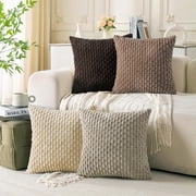 HAPPINESS 4 Pack Throw Pillow Covers Protector 22x22 Inch (Pillow Covers Only No Inserts)